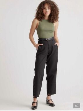 Quince Organic Stretch Cotton Twill Barrel Pants Black size 8